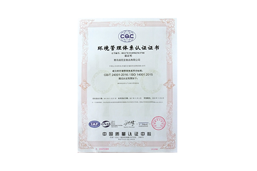 环境管理体系认证证书